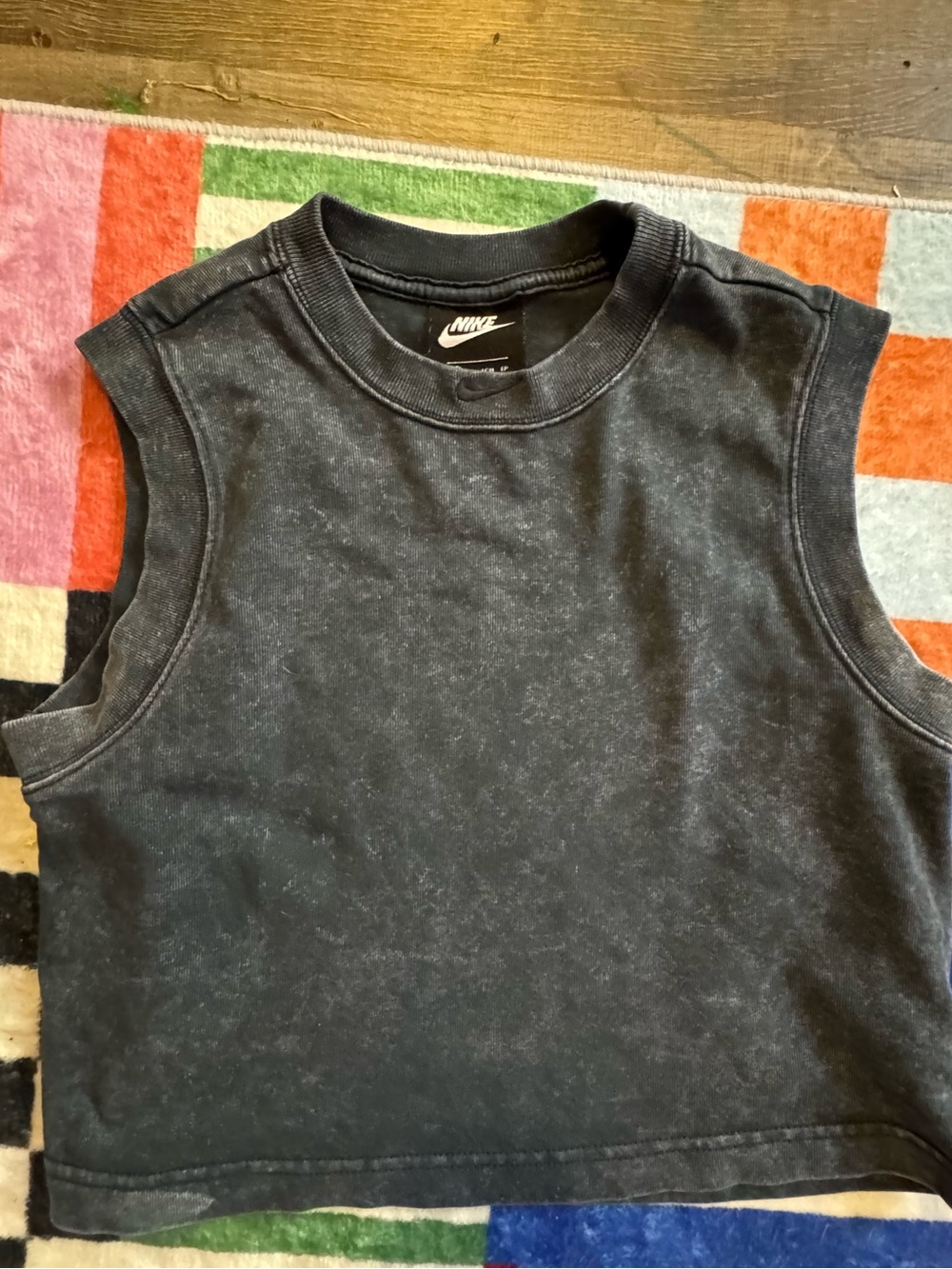 Nike XS Black Mineral-Wash Sleeveless Crop-Top